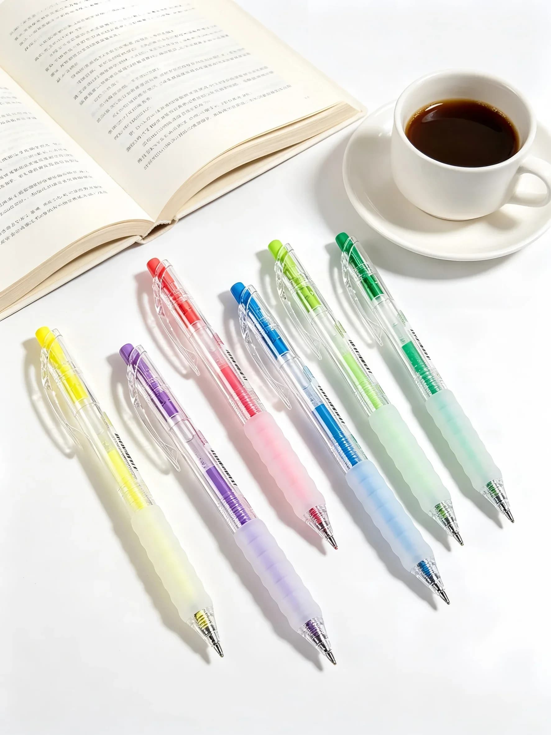 1.0mm SA553 Acrylic Retractable Gel Pens Bullet Tip Mixed Vivid Colors 6Pcs/Box Color Pens School Notes Journal Doodling