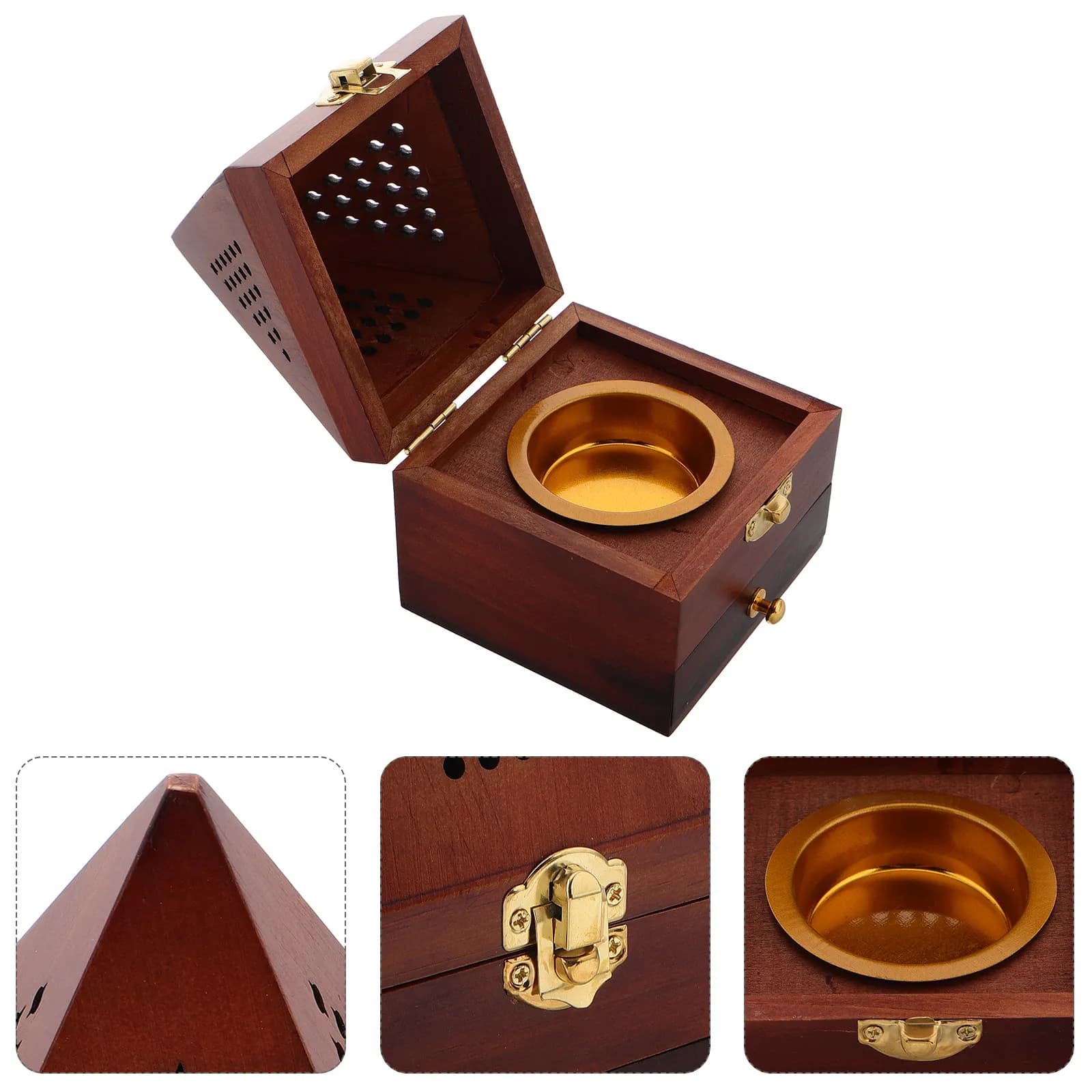 Exquisite Hollow Wood Incense Holder Box Portable Compact Natural Scent Diffuser for Living Room Bedroom Meditation Space