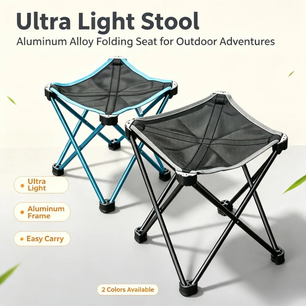 Ultra-light Aluminum Alloy Outdoor Camping Picnic Fishing Small Folding Portable Chair Multifunctional Four-corner Stool