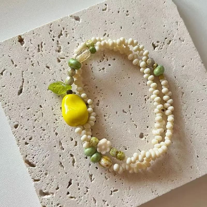 Pear juice~ small pear beaded stacked bracelet 2025 new temperament personalized design niche fresh and simple bracelet