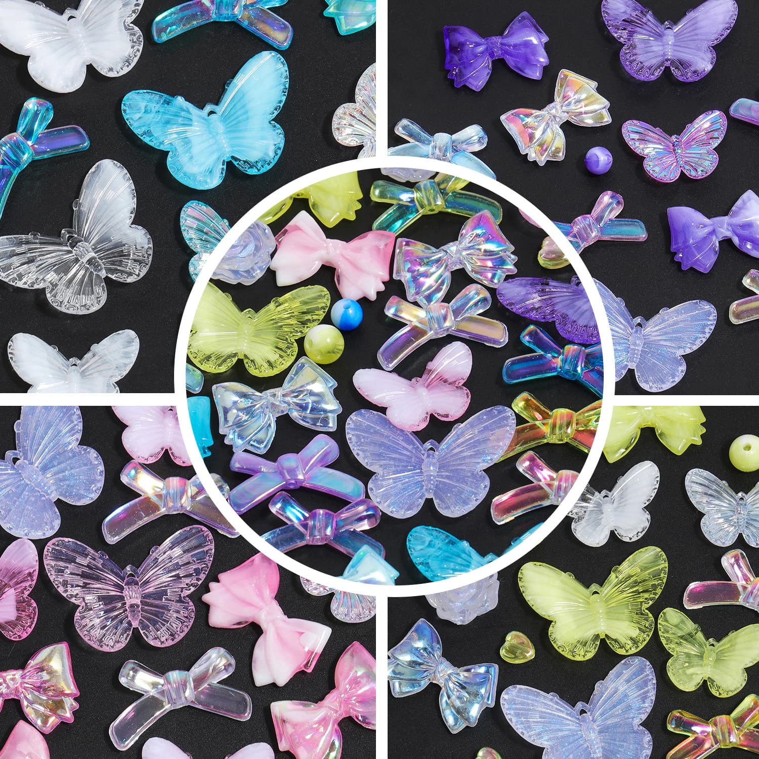 30g/lot Colorful Resin Beads Butterfly Mixed Y2K Charm Loose Spacer Beads for Jewelry Making DIY Bracelets Necklace Accessories