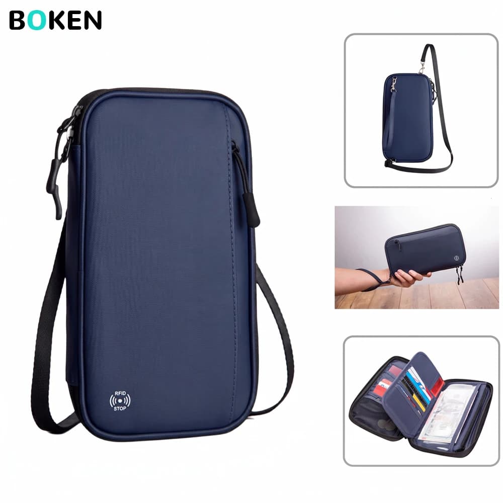 Waterproof Travel Document Organizer - RFID Blocking Passport Holder Bag with Pocket for Family Trips Portable Passport Wallet