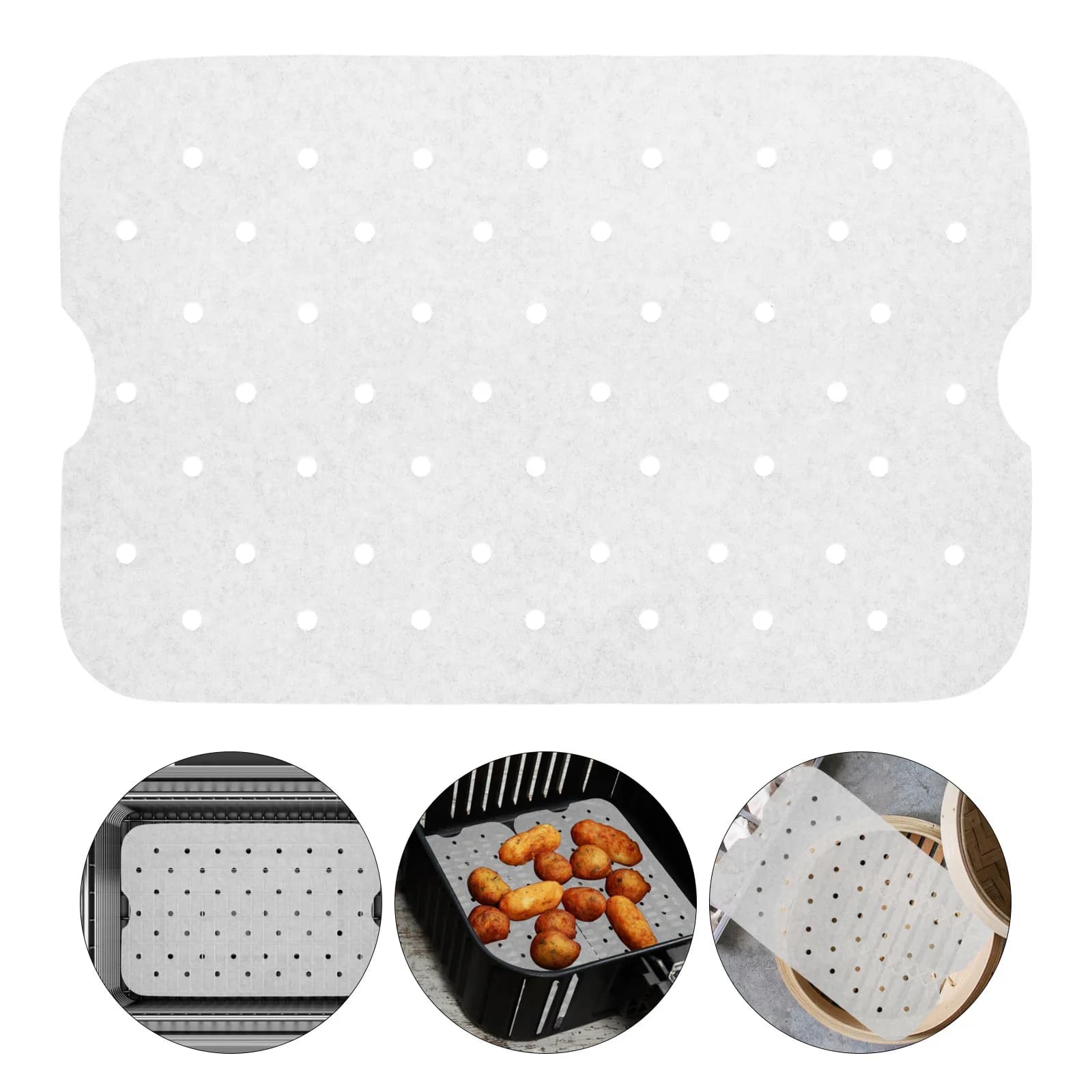 100 Paper Sheets Air, Use and Drop Fryer, for Air Fryer Basket, Uniform Heating and Food Frequency