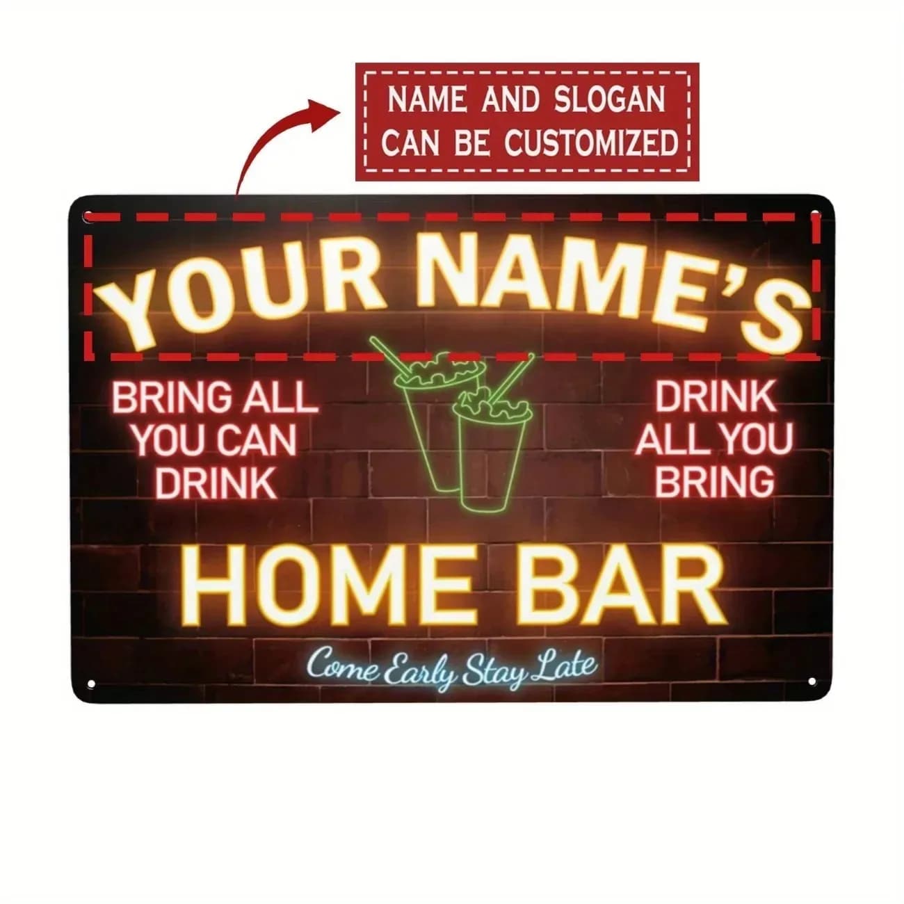 Insegna in Metallo Personalizzata con Nome, Decorazione Murale Effetto Neon per Casa e Bar (Solo Decorazione)