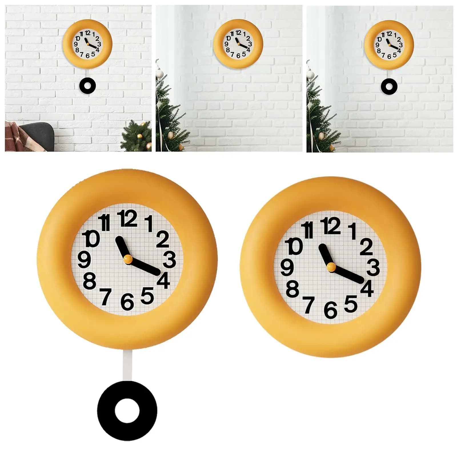Wall clock Contemporary analogue clock without ticking Silent hanging clock Round wooden clock for kitchen, dining room, bedroom
