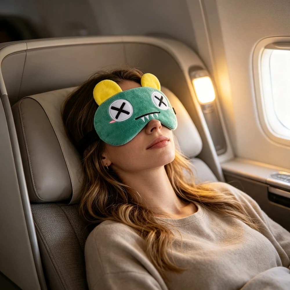 Cartoon Fun Blackout Eye Mask, Student Personality Eye Masks, Funny Expression Embroidery Eyeshade, Outdoor Travel Face Mask