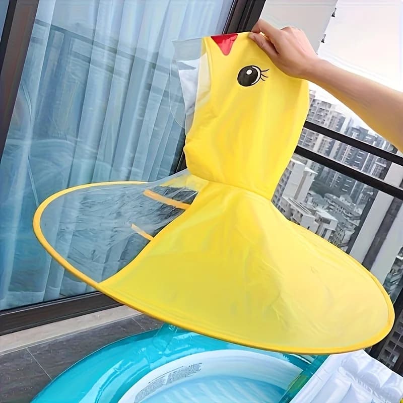 Ombrello a Tema Paperella Gialla, Design Pieghevole, Cappello Antipioggia Portatile per Pesca e Campeggio
