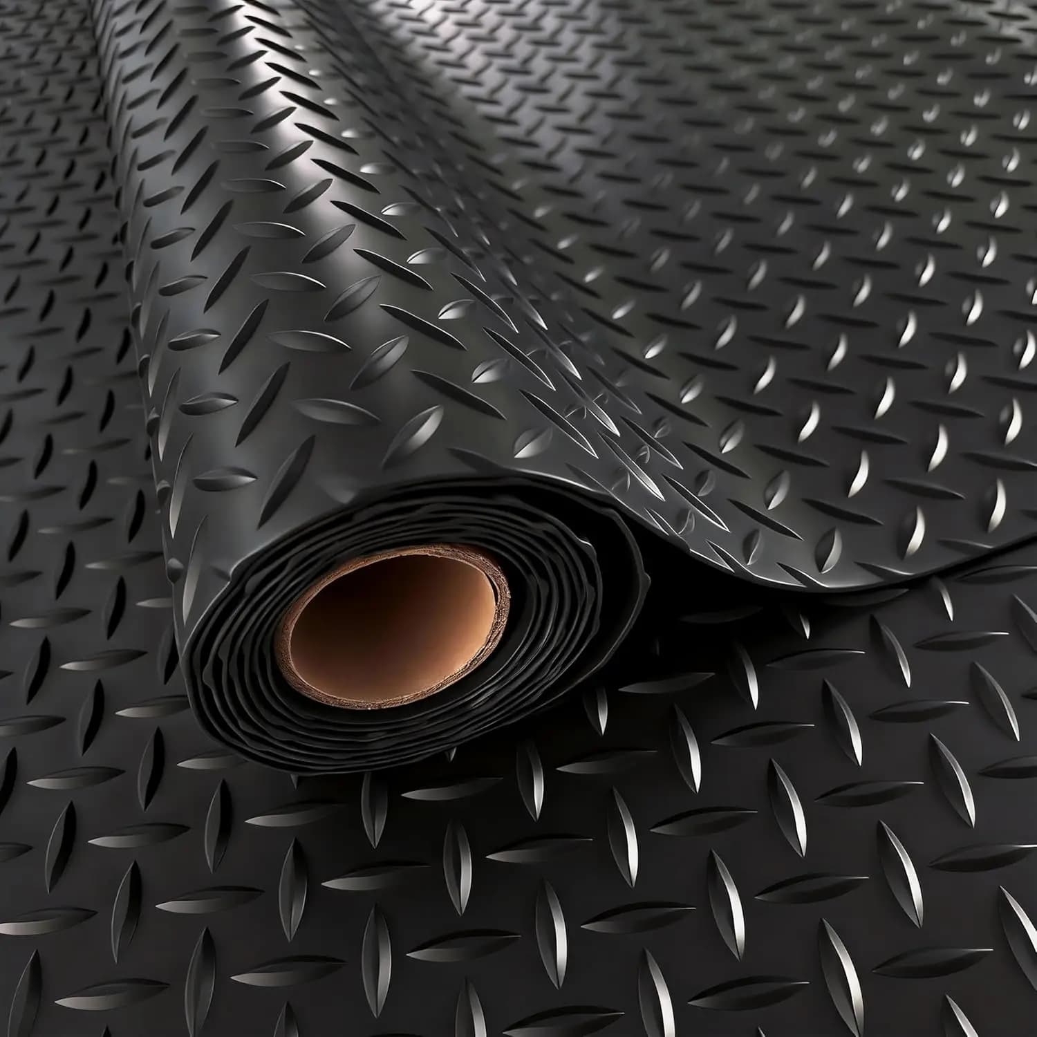 Tappetino per Garage 4x8 FT, PVC Spessore 2,8mm con Superficie a Diamante, Rotoli di Pavimentazione in Gomma Antiscivolo per Sotto l'Auto, Protezione Resistente