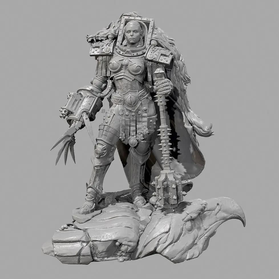 50mm 75mm 90mm Female General Warrior White Model Blank Sculpture DIY Coloring 3D Printed Figurines Miniatures
