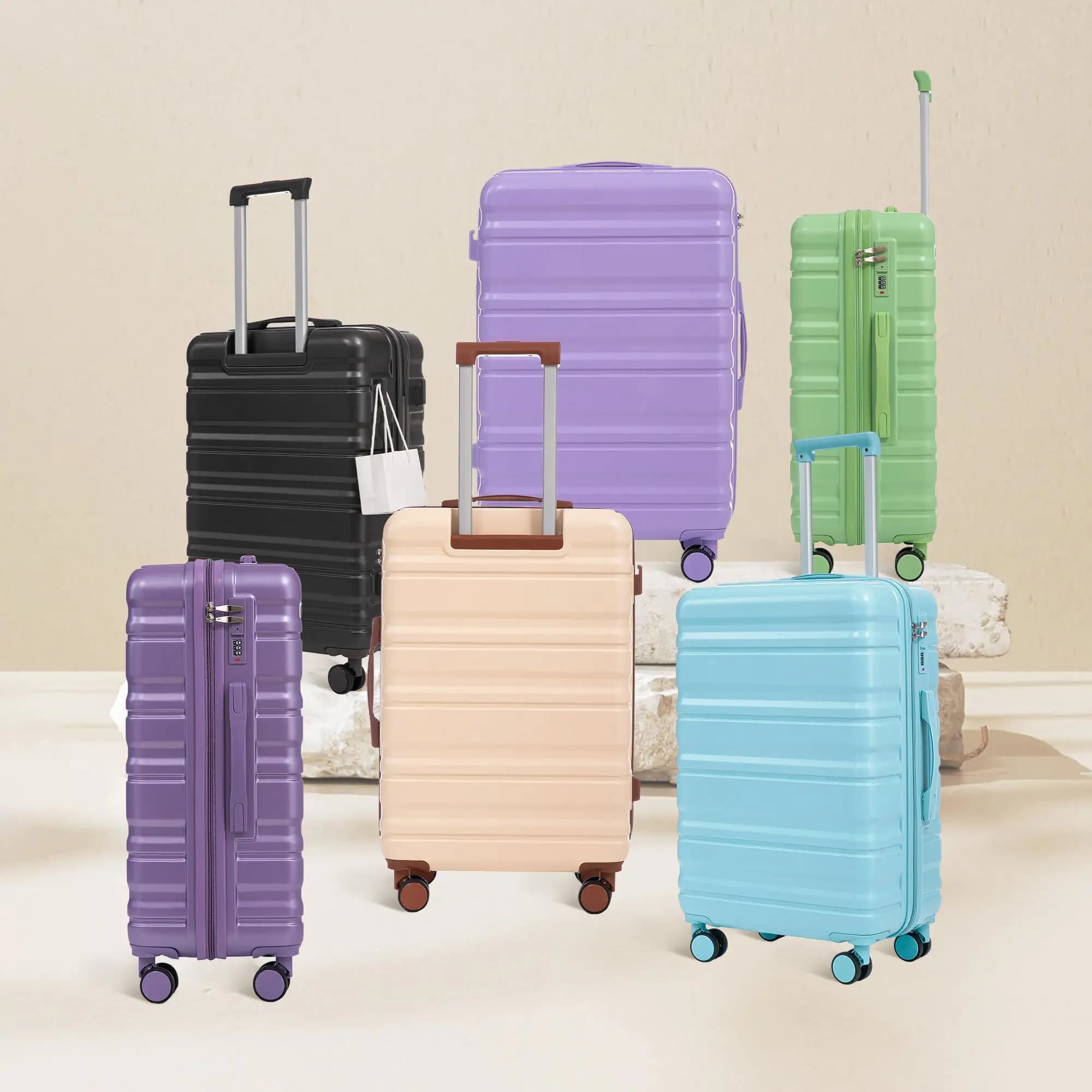 HIFINE 3 Piece ABS Spinner Luggage Set with Combination Lock and Swivel Wheels for Travel
