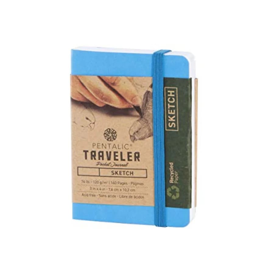 3 x 4 Pocket Sketchbook Traveler Journal, 160 Pages, Bright Blue