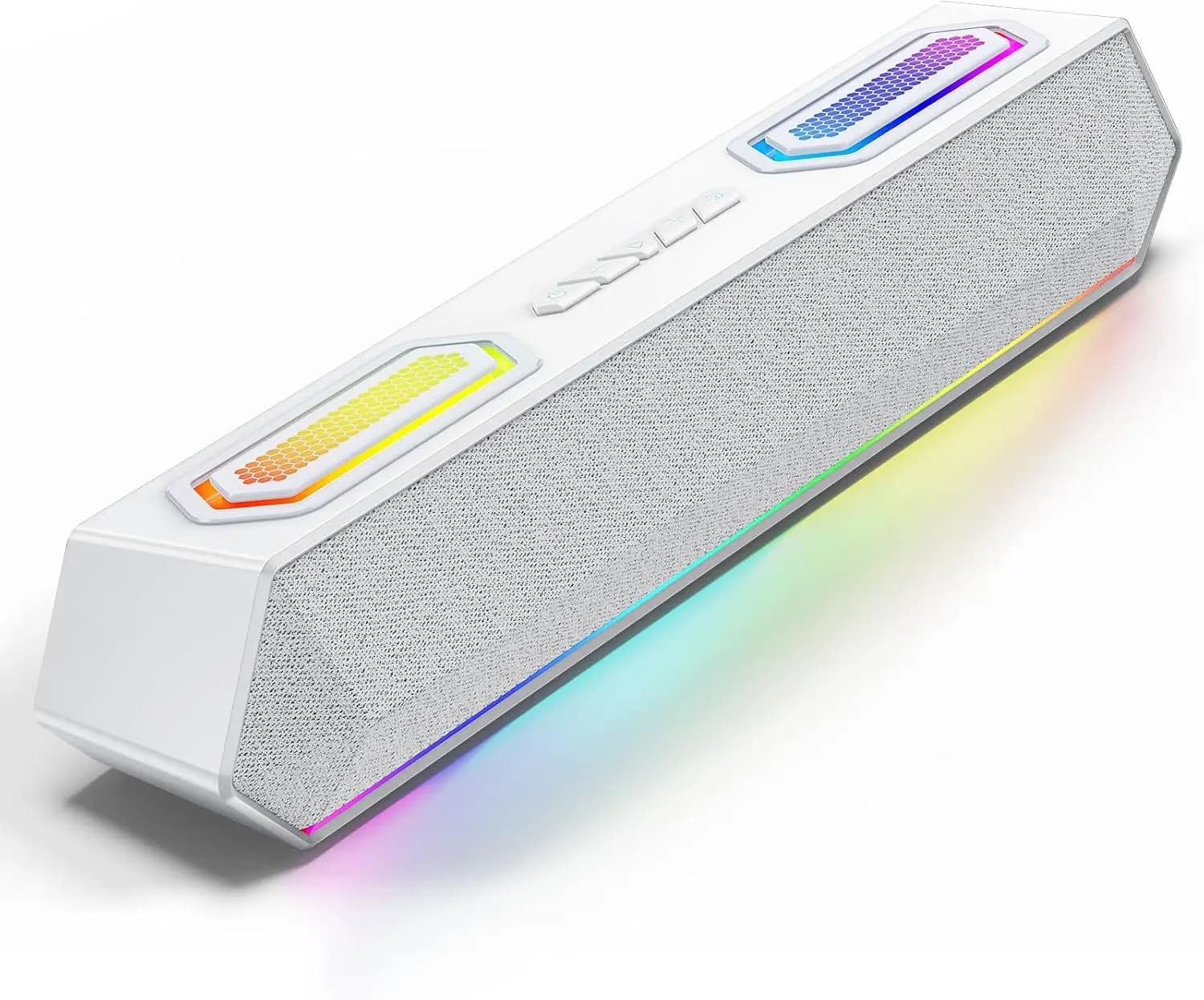 Altoparlanti PC Bluetooth 5.3 da 40W con Audio USB, Soundbar Stereo HiFi per Gaming, Laptop, PS4/PS5, Bianco