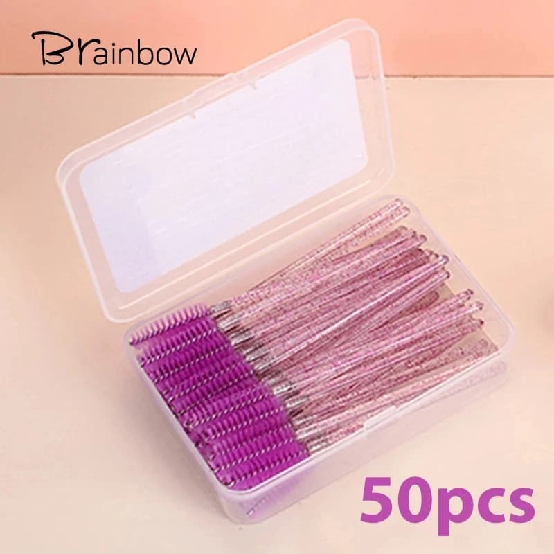 Brainbow 50pcs Brush for Eyelash Polished Brushes for disposable eyebrow Mascara applicator comb graft beauty makeup tool Curling eyelashes
