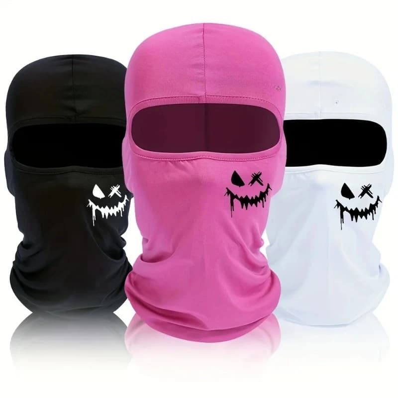 Passamontagna con Stampa Faccina Sorridente, Copricollo Estivo Rinfrescante, Sciarpa per Moto e Sci, Unisex