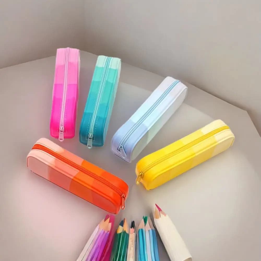Astuccio per matite di colore sfumato Borsa per cancelleria impermeabile Borsa per riporre oggetti di grande capacità Borsa per penne con cerniera Materiale scolastico di cancelleria