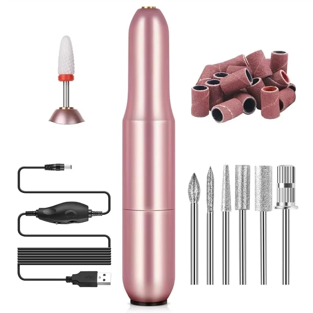 Portable Electric Nail Drill Machine USB Wired Pen Shape Manicure Pedicure Set with Milling Cutters Gel Polish Remover Tool