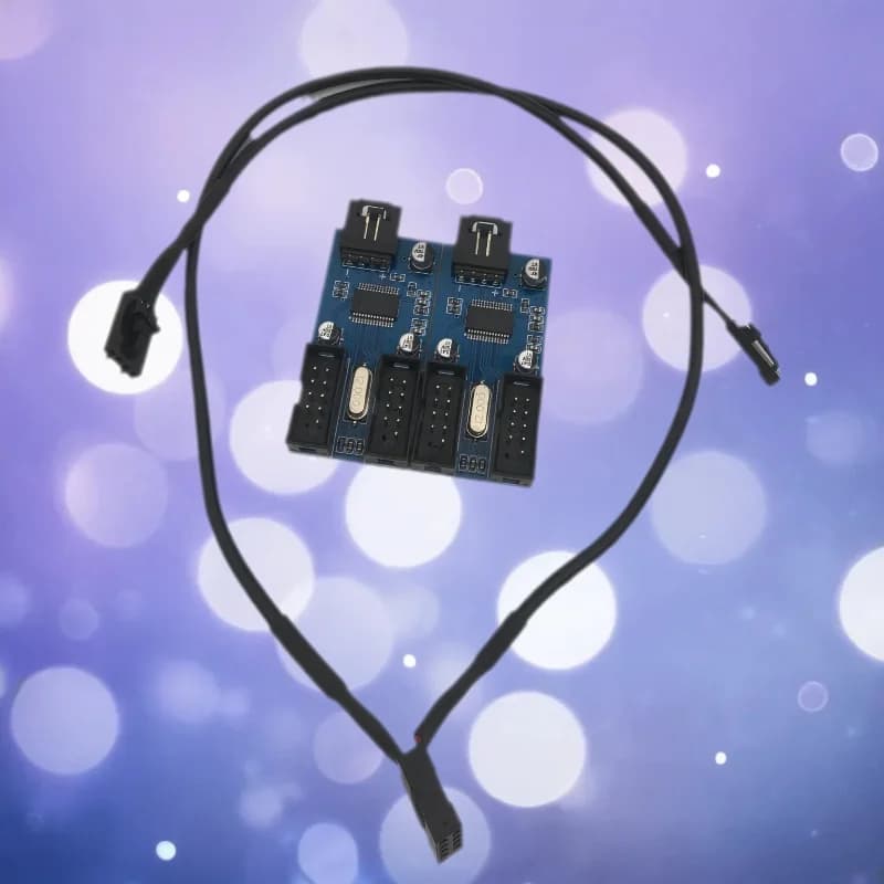 Adattatore USB 2.0 da 9 Pin a 2/4 Connettori Maschio a 9 Pin con Chip, Cavo di Estensione per Scheda Madre, Multiplicatore di Porte Interne, HUB USB