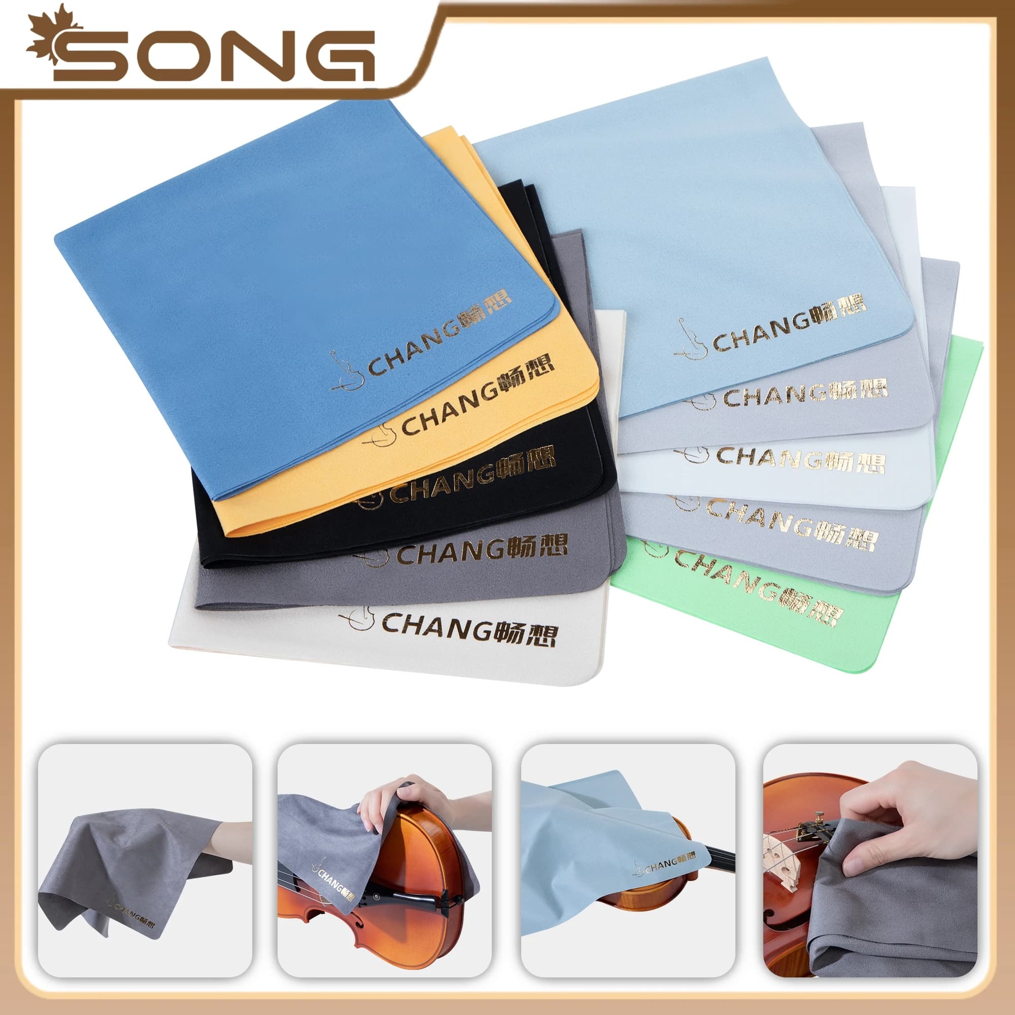 Big size Colorful cleaning Polishing Polish Cloth Violin Guitar Saxophone Cloth Soft dust cleaning cloth Maintenance part