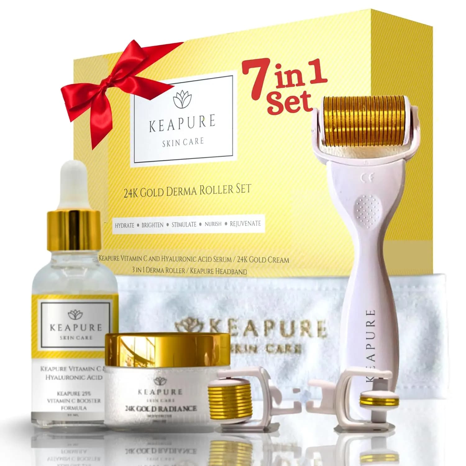 Kit Roller Microneedle 540 Needles for Face, Body, Sweat with Vitamin C serum and Hydrating Cream