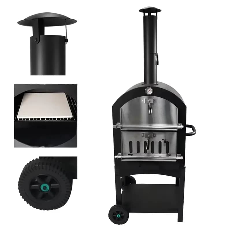 High-Powder Coated Steel Iron Pizza Oven with Wood-Fired Electronic System Outdoor BBQ Grills Pizza Stone Baking Made of