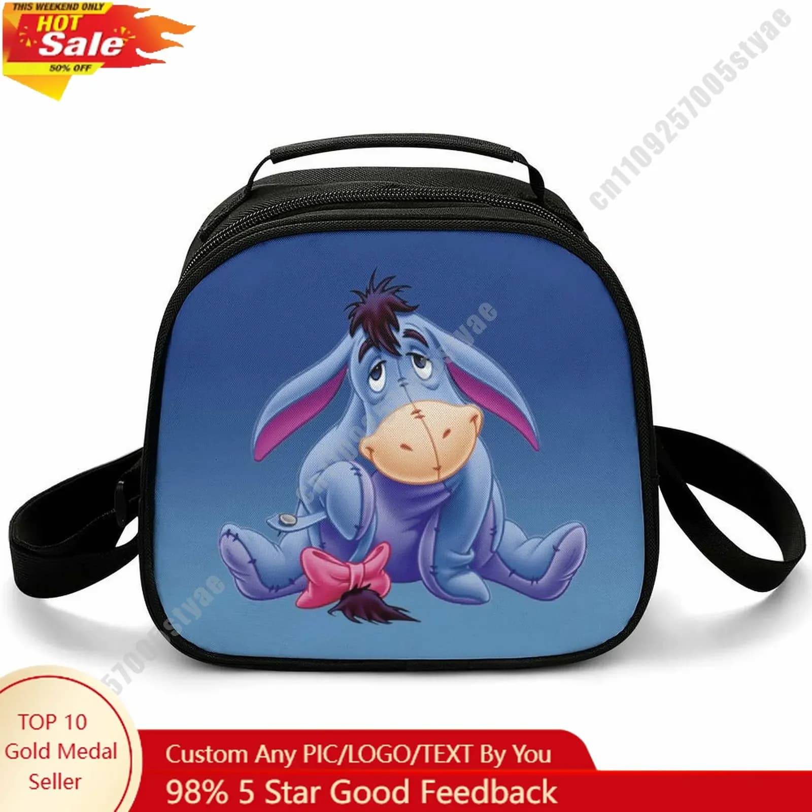 Borsa per il pranzo Eeyore, borsa Bento con motivi animali Disney, personalizzabile con nome, foto, logo, borsa per il pranzo, borsa essenziale per il picnic