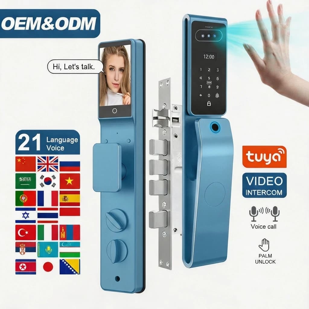 High-quality Outdoor Waterproof IP65 Temporary Password Smart Lock Fingerprint Smart Lock for Front Door with Camera and Screen
