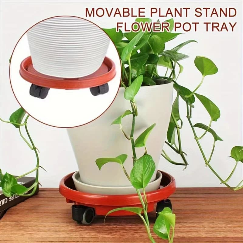 1pc Heavy Rolling Flower Pot Rack with Universal Wheel, Removable Plant Stand Tray for Indoor and Outdoor Balcony