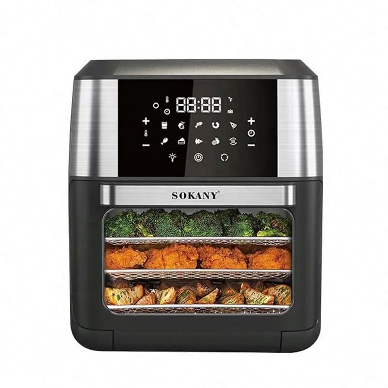 Fornello Frier digitale nero da 12 litri altamente efficace 1800 W Forno friggitrice ad aria intelligente visibile multifunzionale tutto in 1