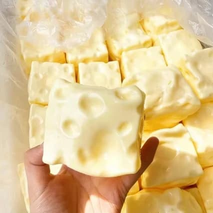 7CM Moldable Cheese Block Squishy Toy, TPR Super‑Soft Slow Rising Dough Filler, Adults Stress Relief Fidget Decompression Toy