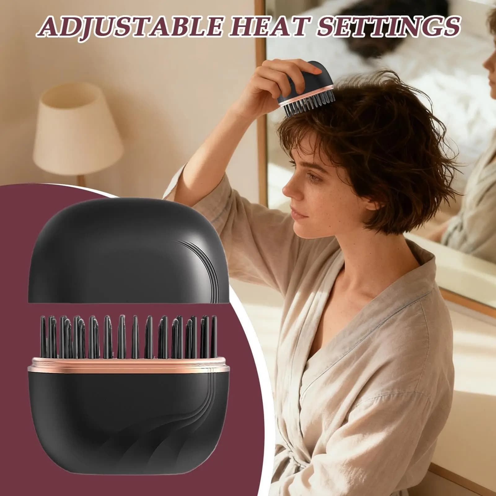 9new Mini Electric Heating Hair Straightener Brush Portable Hairdressing Tool Cordless Hair Straightener Comb Rechargeable