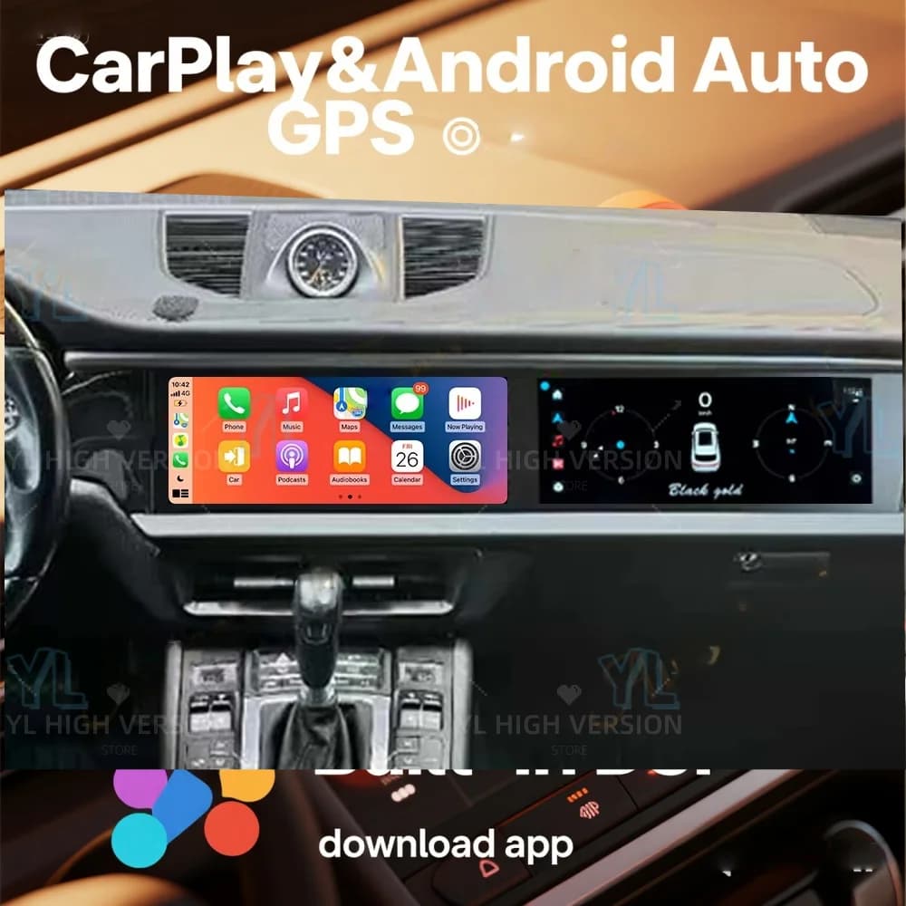 UFYA Android Auto For Porsche Macan 2018-2024 12.3 Inch Dual Screen Stereo Car Radio GPS Navigation Carplay Multimedia Player BT