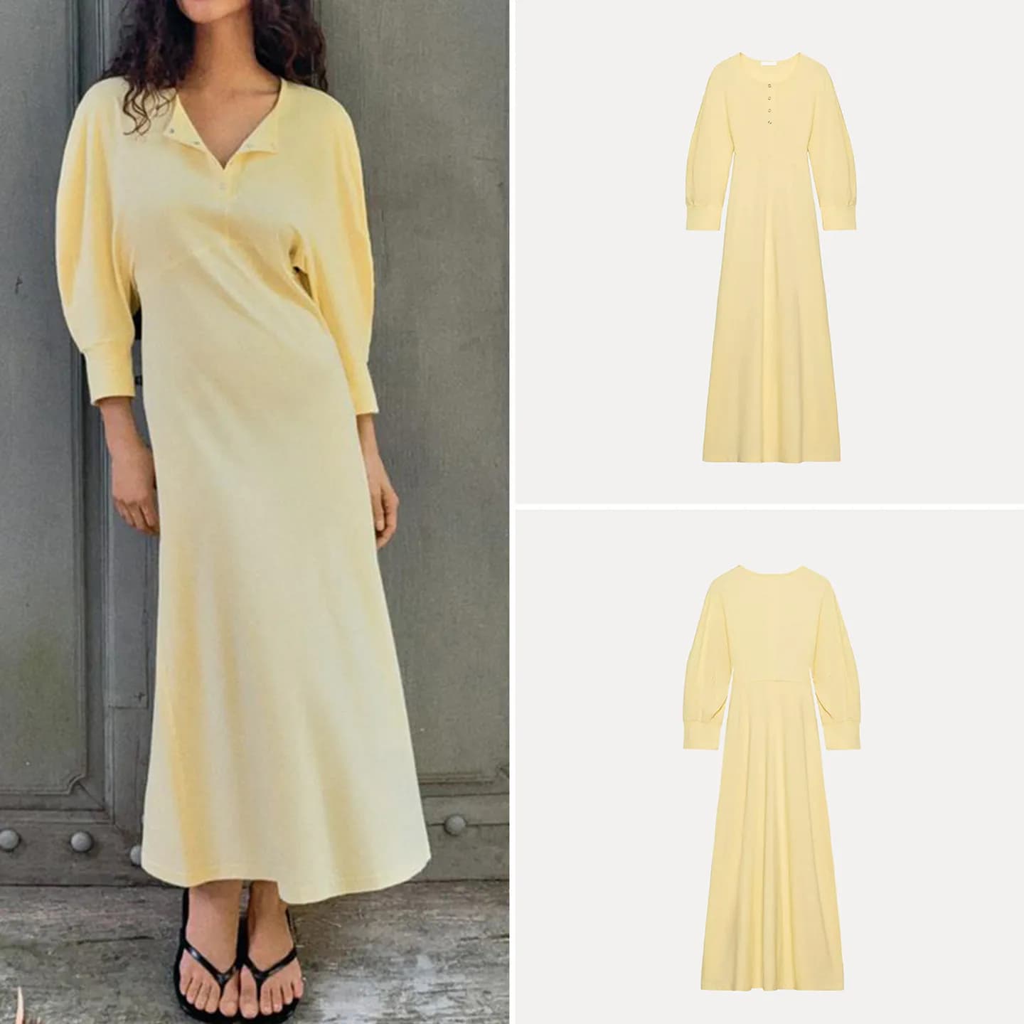 Spring 2026 Women's round Neck Midi Dress Button Detail Seven Sleeve Casual Wear Fashionable Ladies' Dress Slim Fit Style