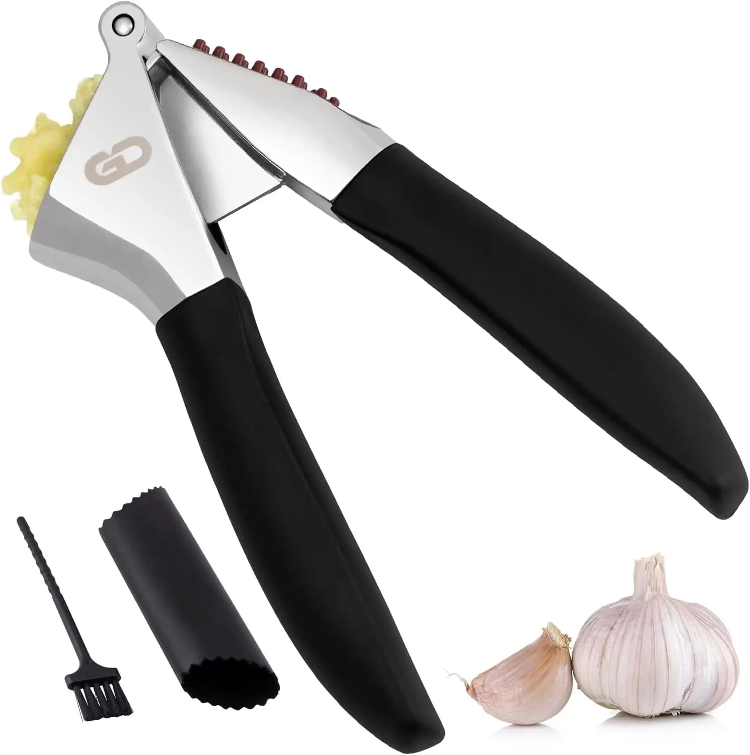 Set di spremiaglio resistente – Senza sbucciare, facile da spremere e pulire, manico ergonomico, camera grande, include pelapatate e spazzola in silicone