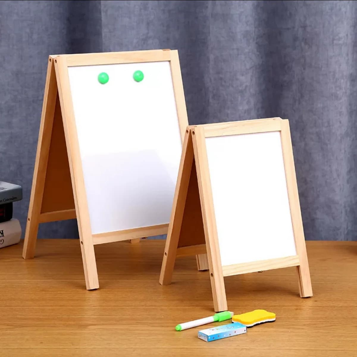 1pc Double-sided Foldable Advertising Drawing Board, Erasable Teaching Chalkboard, Wood Frame Blackboard, Dry Erase Whiteboard