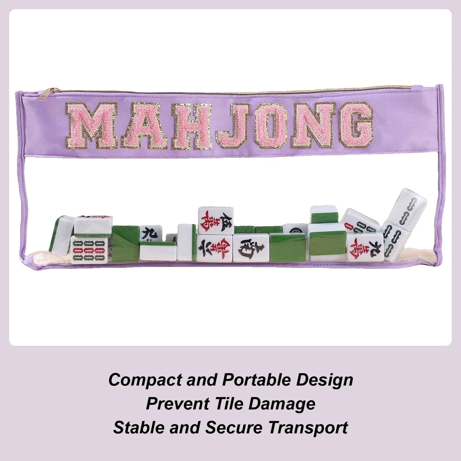 Borse Mahjong per piastrelle Borsa portaoggetti con cerniera per piastrelle Mahjong Custodia organizer portatile per studio aziendale Viaggi a casa Adulti Adolescenti