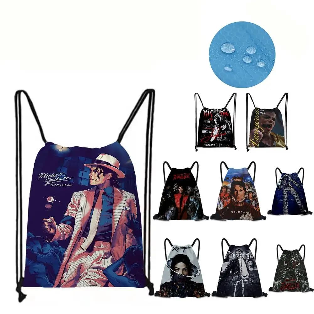 M-Michael Jackson Cartoon Borse con coulisse Zaino sportivo Zaino da palestra Borsa a corda per yoga