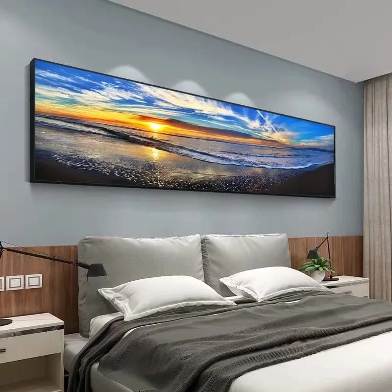 Sea Beach Lake Forest Mountain Scenery 5D Diy Diamond Painting Full Square Round Diamond Mosaic Jewelry Cross Stitch 300x100cm