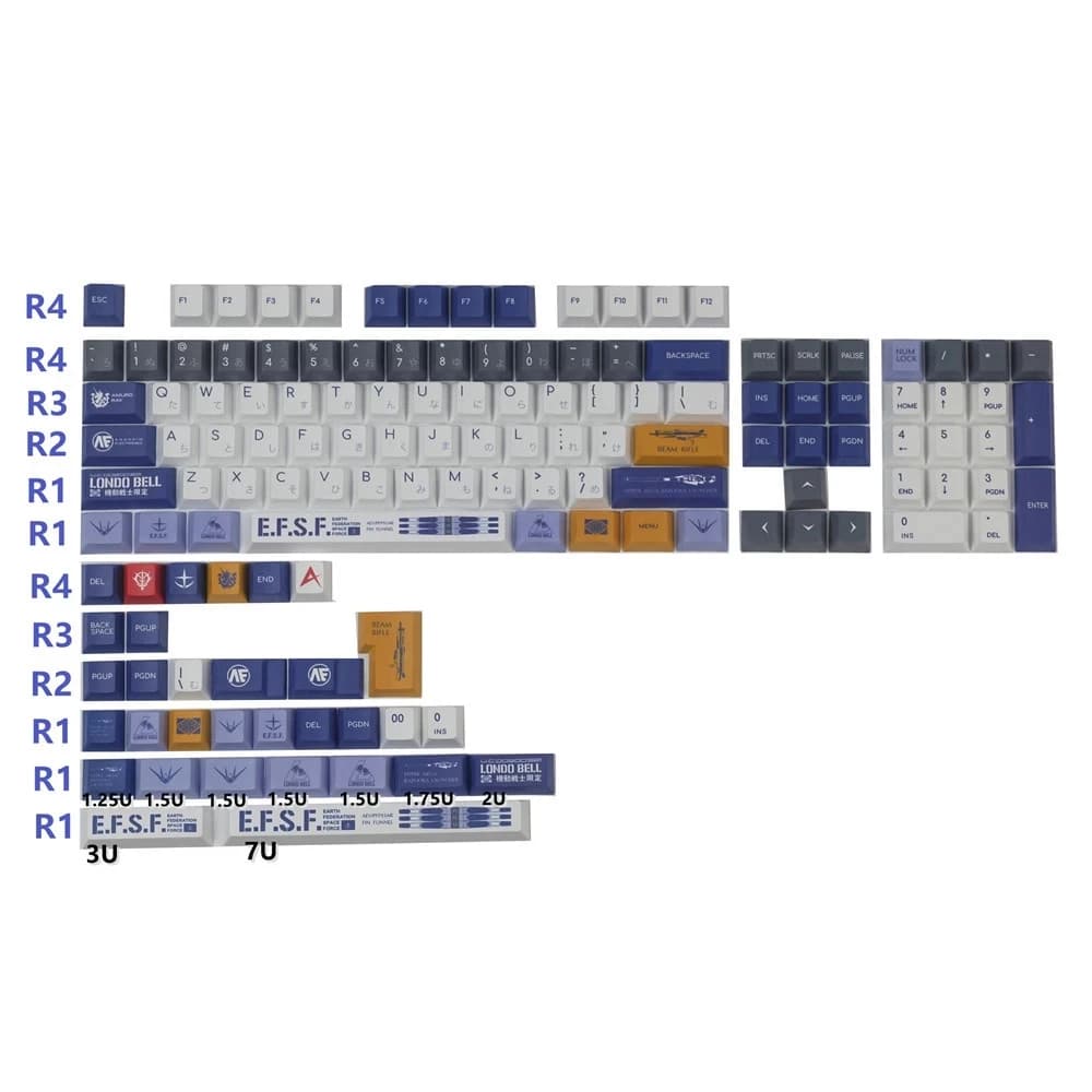 Keycaps PPT 136 tasti Anime Gundam Cherry DYE-sublimazione personalizza Keycap per tastiera meccanica GK61 con barra spaziatrice 3U 7U