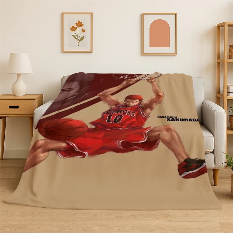 Coperta in Flanella Morbida e Calda con Motivo Anime Cartoon di Slam Dunk, per Camera da Letto, Soggiorno, Viaggi, Picnic, Regalo