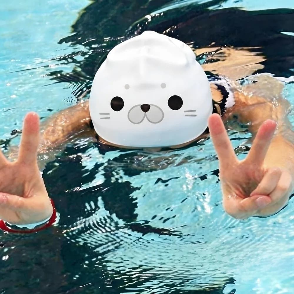 Cute Waterproof Silicone Swim Cap Cartoon Quick Dry Swimming Hat Comfortable Fit Funny Animal Printed Cap Pool Use