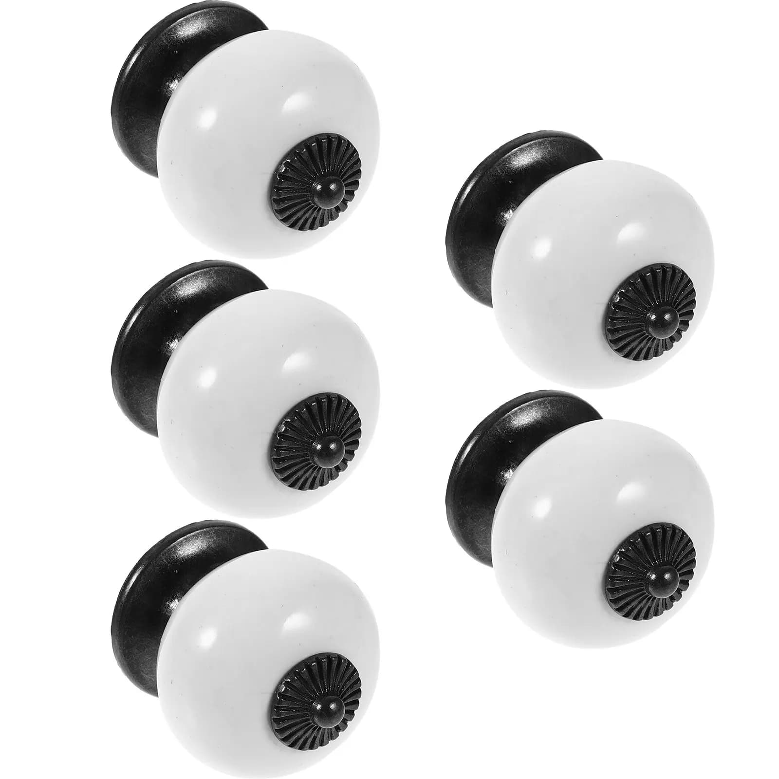 Set di 5 pomelli rotondi in ceramica nera da 38x38 mm, semplici e delicati, per ante di armadi e cassetti, con viti in metallo per cucina
