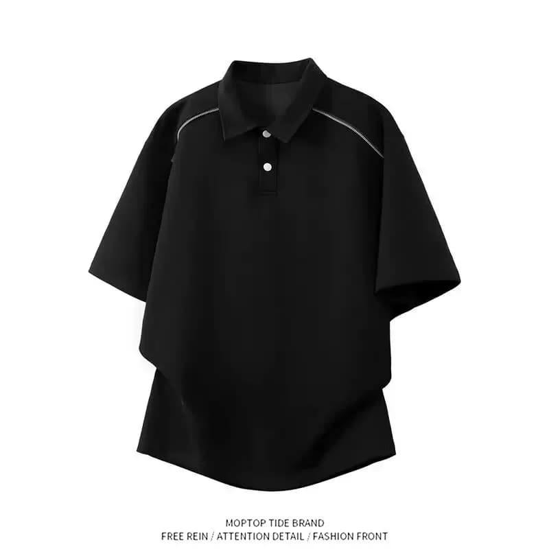 T-shirt da uomo estiva a maniche corte in poliestere traspirante, stile americano casual, tinta unita, alla moda