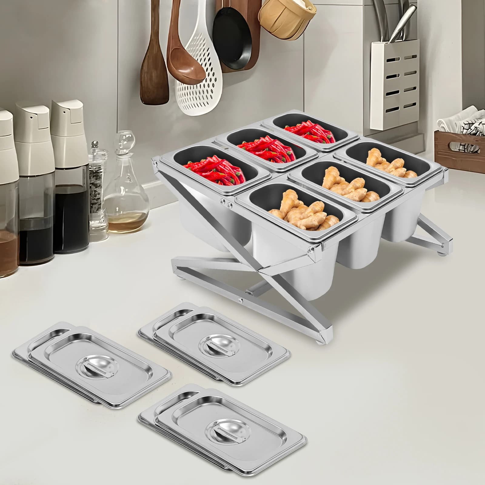Scaffale per spezie a 2 livelli Scaffale da cucina Set di portaspezie espandibile inclinato Scaffale per condimenti da appoggio Cucina Sala da pranzo Ufficio