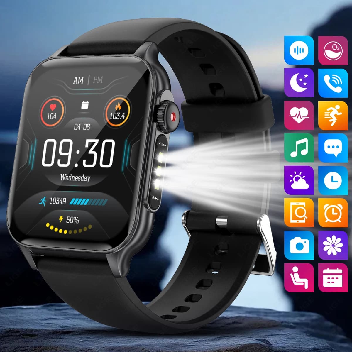 LIGE 2024 Bluetooth Smart Watch Man Woman Full Touch Screen Sport Fitness Watch Three Lights Women's Flashlight Smartwatch