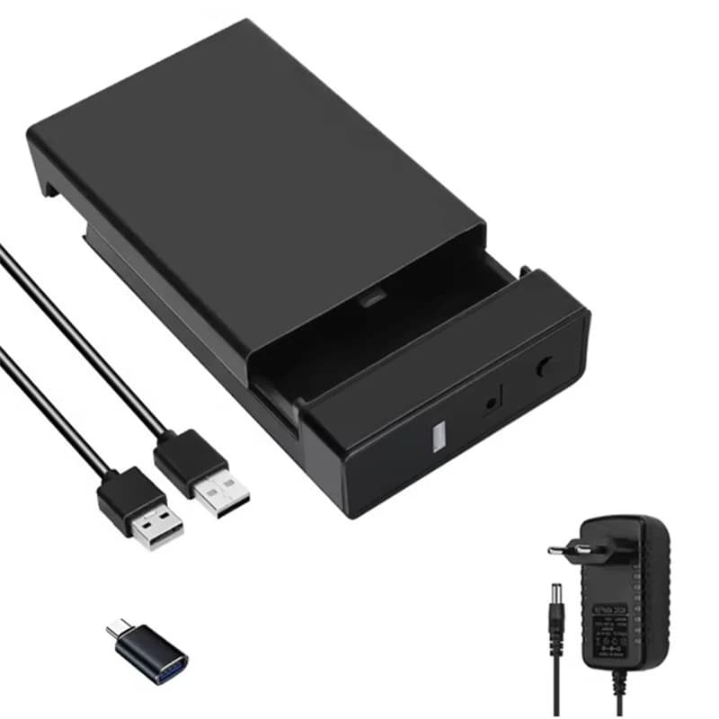[B24B!】 Hard Disk Enclosure External HDD Case For SATA 2.5 3.5 Inch SSD Hard Drive Box USB 3.0 Hard Disk Case Adapter EU Plug