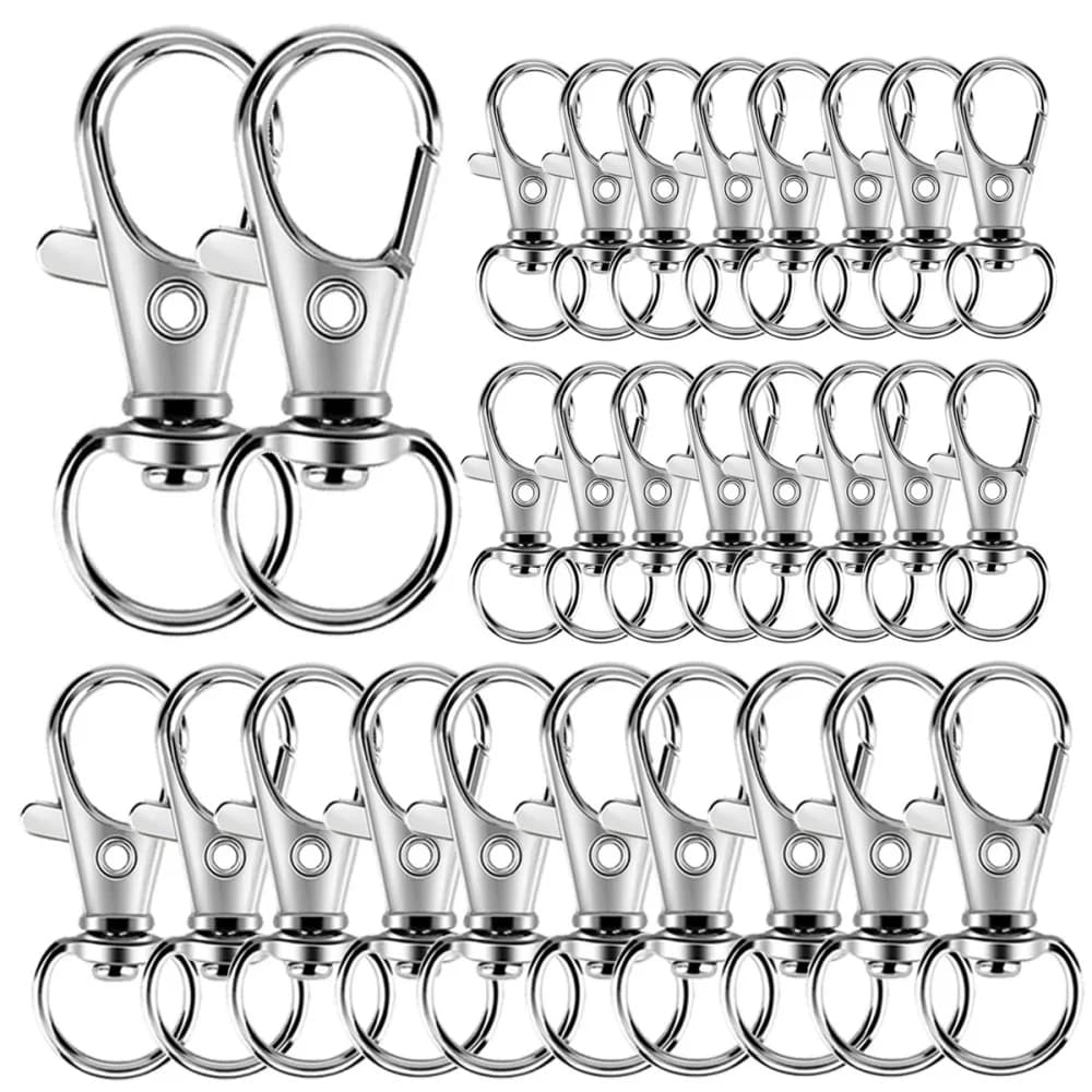 50/25 pieces metal swivel wreathers with snap hook fastener stainless steel swivel key ring for jewelry creation with key rings