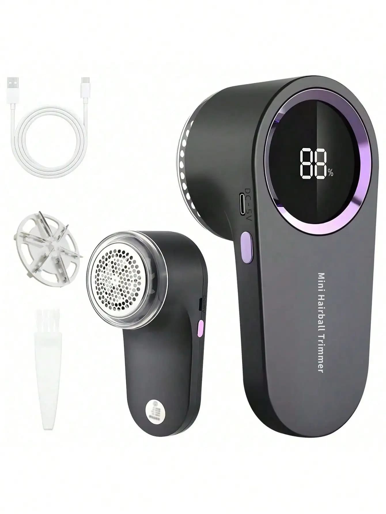 1pc Fabric Shaver, C-Type Rechargeable Lint Remover, Smart Digital Display Fuzz Shaver, Portable Fabric Shaver For Clothes And Furniture