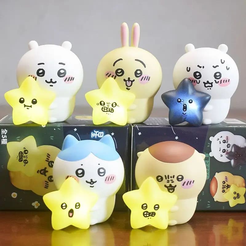 Glowing Star Night Light Kawaii Hachiware Usagi Kurimanju Figure LED Lamp Cute Desk Decoration Gift Boys Girls Home
