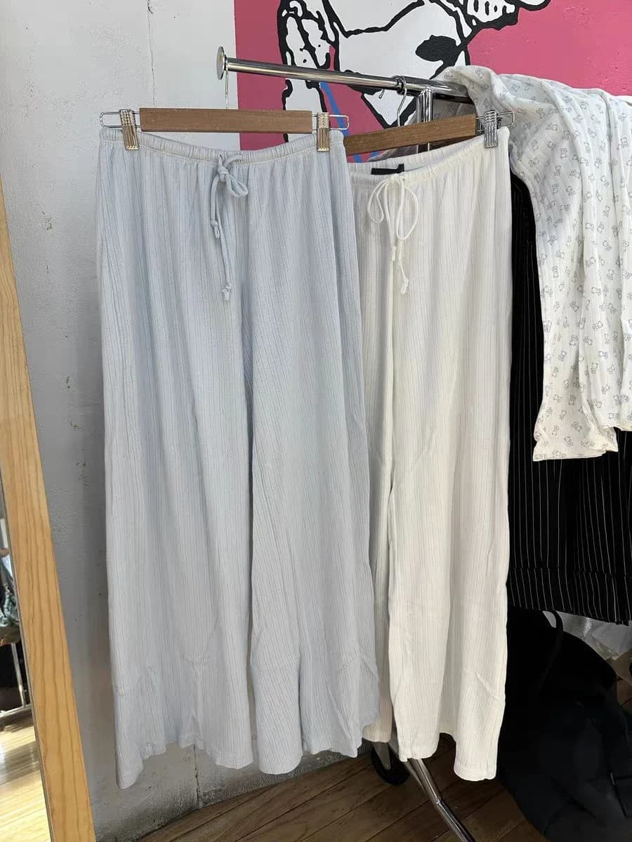 Pantaloni lunghi dritti con coulisse con occhielli Donna Autunno Pantaloni morbidi in cotone a vita alta semplici Pantaloni pigiama per la casa dolce tutto-fiammifero Y2K