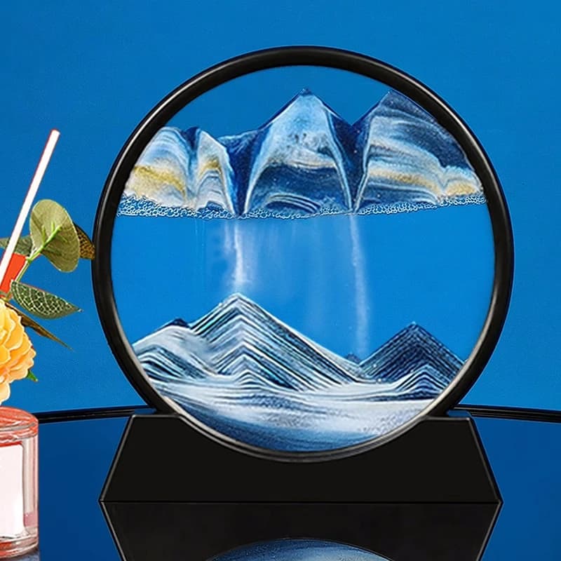 Clessidra 3D Sabbie mobili Sabbia Immagine artistica Vetro rotondo Mare profondo Paesaggio di sabbia Artigianato Fluente Pittura Ufficio Decorazioni per la casa Regalo Nuovo